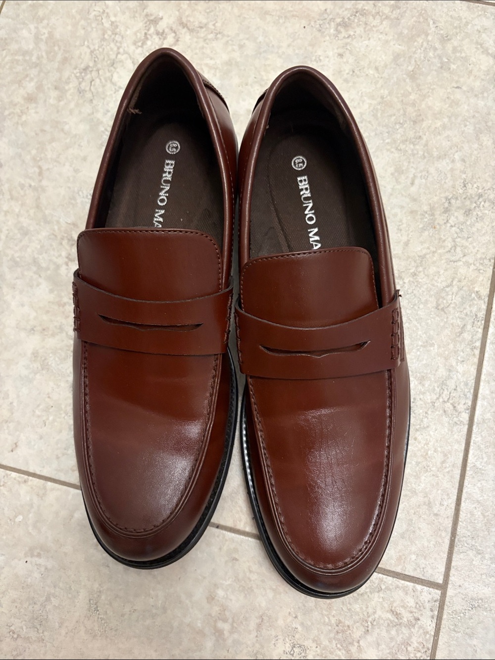 Bruno lMarc  Men’s Brown Leather Penny Loafers